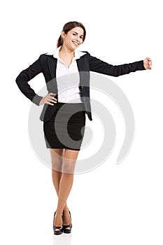 Business woman embracing something