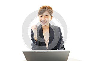 Business woman enjoying success