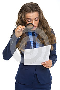 Business woman exploring document