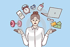 Business woman feels stressed due to being overwhelmed or multitasking for long periods of time