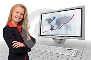 Business woman - financial growth - presentation