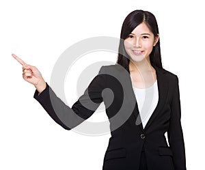 Business woman with finger point up
