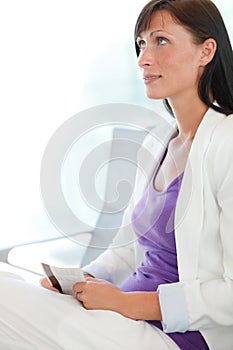 Business woman flight ticket