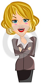 Business woman folded hand cartoon isolated