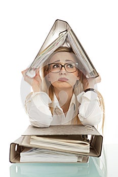 Business woman with folders