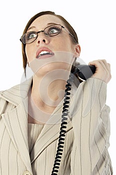 Business Woman Frustrated with Phone Call