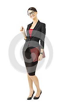 Business woman in glasses, isolated over white bac