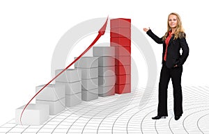 Business woman - Growth and success 3d Graph