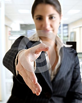 Business woman hand shake
