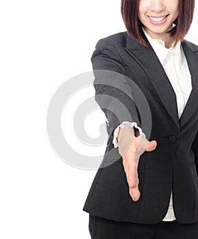 Business woman hand to greet