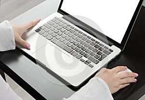 Business woman hand typing