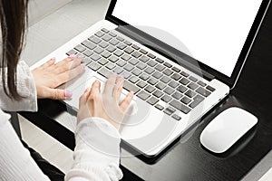 Business woman hand typing