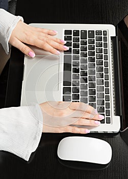 Business woman hand typing