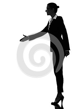 Business woman handshake silhouette