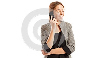 Business woman having a cell phone conversation