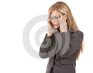 Business woman having a headache