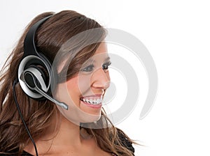 Business woman with headset.