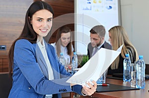 Business woman with her staff