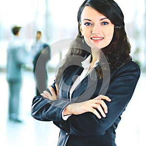 Business woman with her staff, people group