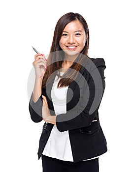 Business woman hold with pen