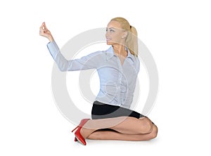 Business woman hold something