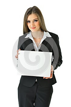 Business Woman Holding Board