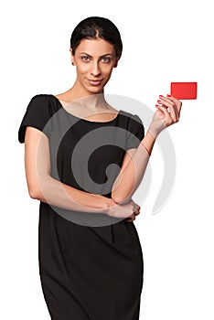 Business woman holding credit card