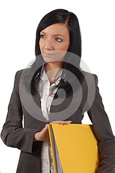 Business woman holding files