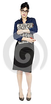Business Woman Holding Onto File