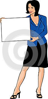 Business woman holding sign