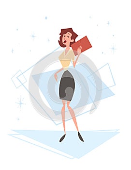 Business Woman Human Resources, Businesswoman Cartoon Character Full Length