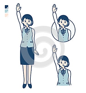 Business woman with income with raise hand images