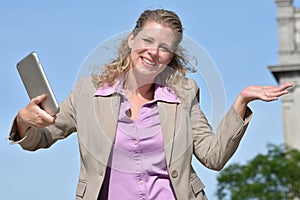 Business Woman And Indecisiveness Wearing Suit