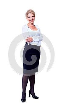 Business woman. Isolated over white