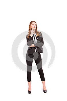 Business woman isolated over a white