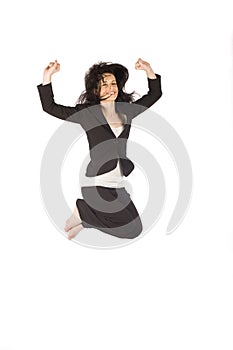 Business woman jumping