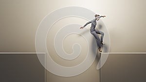Business woman jumps over a gap