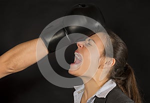 Business woman knocked down photo