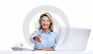 Business woman with a laptop computer.