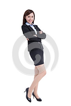 Business woman lean something