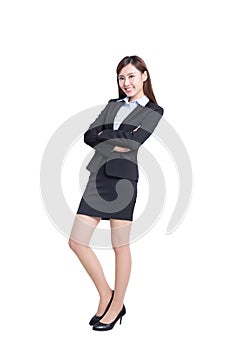 Business woman lean something