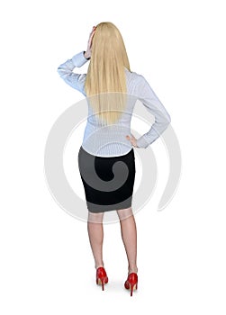 Business woman looking back