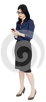 Business Woman Looking at Cellular Phone