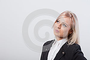 Business woman looking COPY SPACE