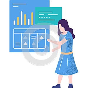 Business woman make presentation flat vector icon