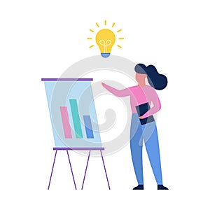 Business woman make presentation with graph and chart