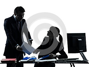 Business woman man couple dispute conflict silhouette photo
