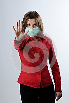 Business woman with mask protection