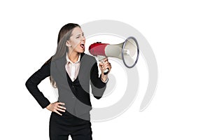 Business woman with megaphone