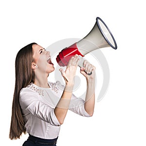 Business woman with megaphone